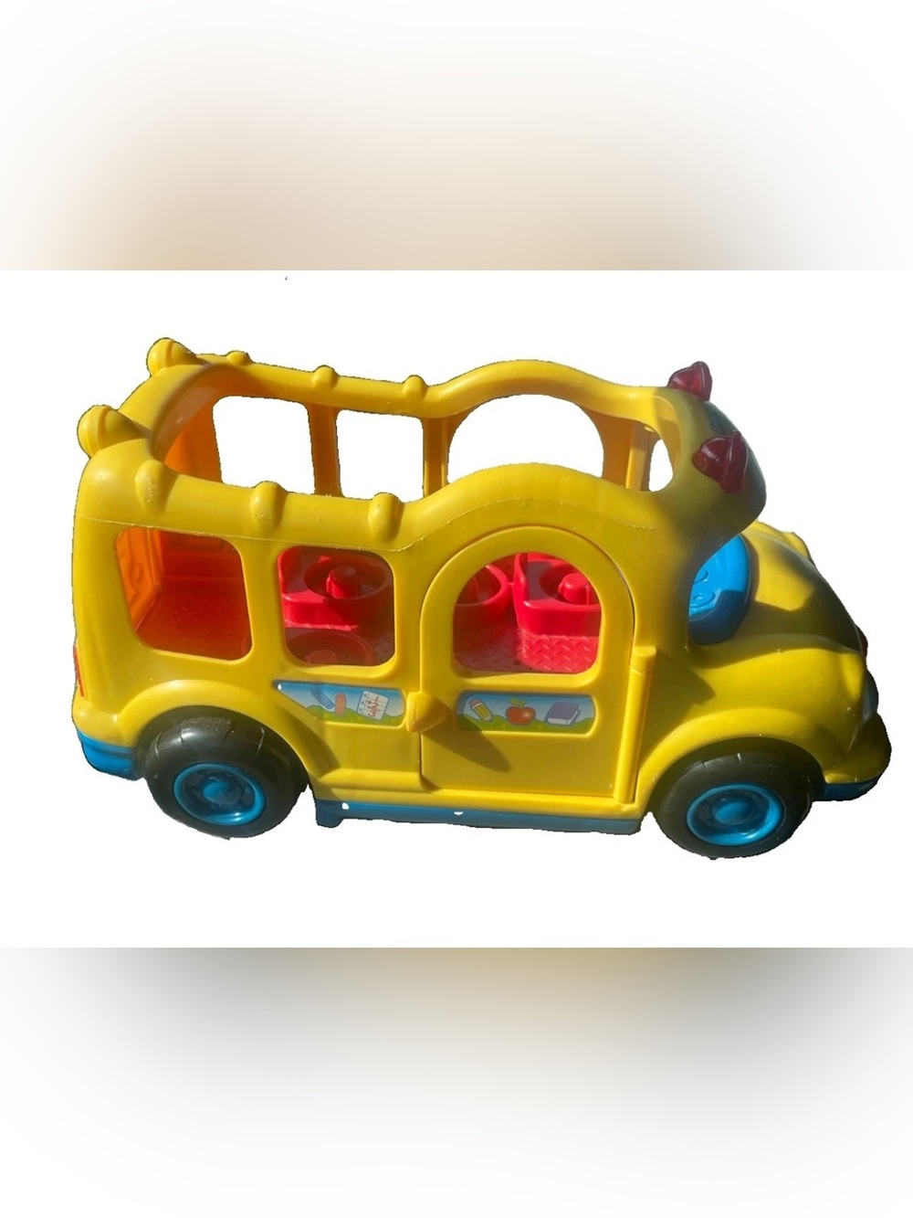Little people Yellow Kids School Bus Toy with Blue Wheels musical